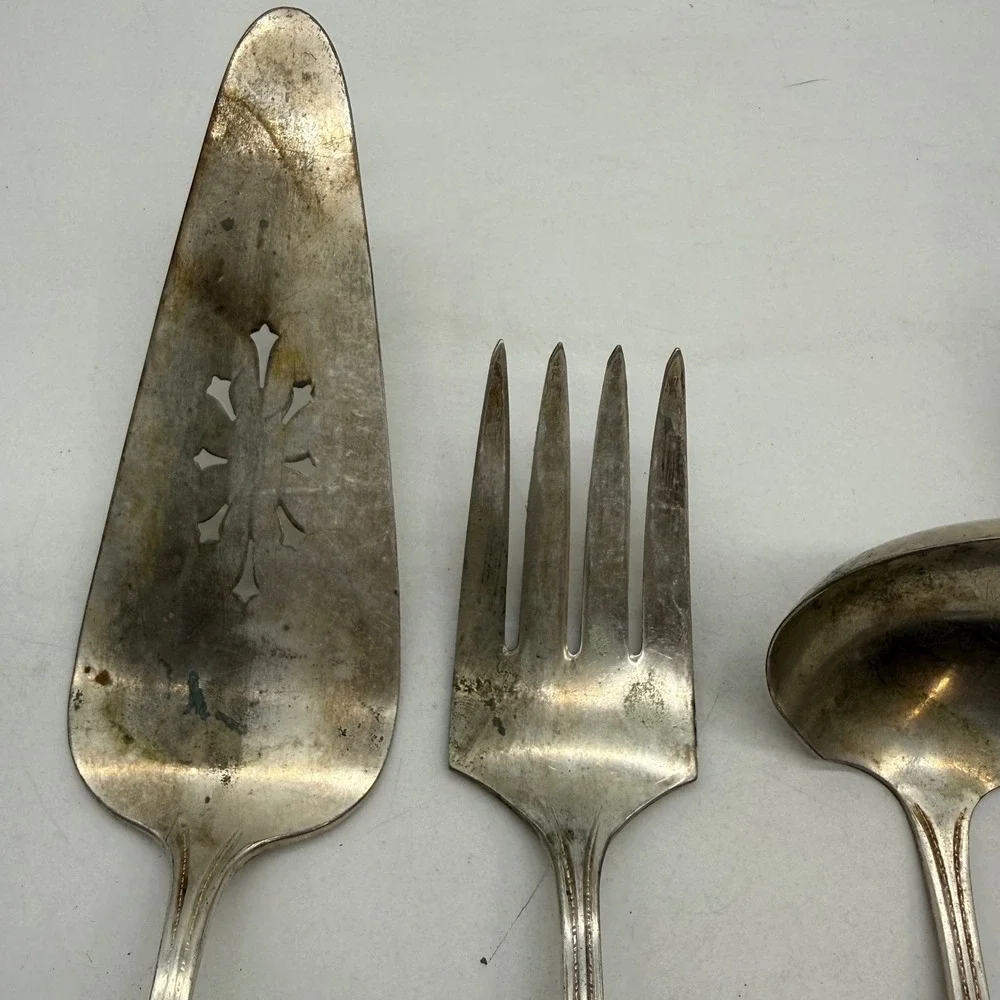 Vintage RC Co Bouquet Silver Plate Serving Set 5pc Pie Server Ladle Meat Fork